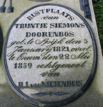 Eenum 24 Echtpaar Van Niejenhuis-Doorenbos - Grafschrift Trijntje Siemons Doorenbos